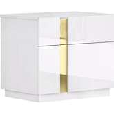 Kyoto Nightstand in High Gloss White & Gold